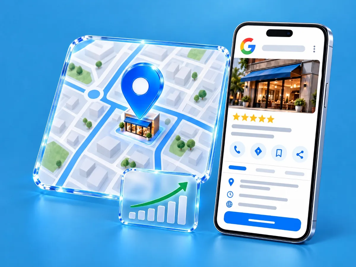 Perfil da empresa no Google em mapa e celular