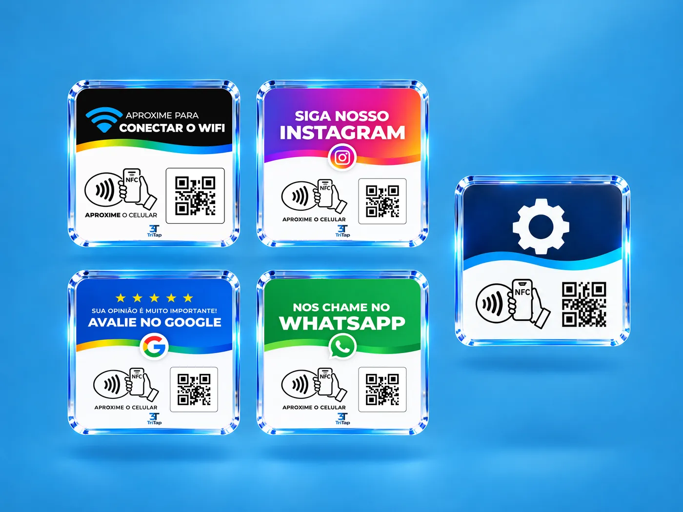 Celular aproximando de placas NFC Tritap