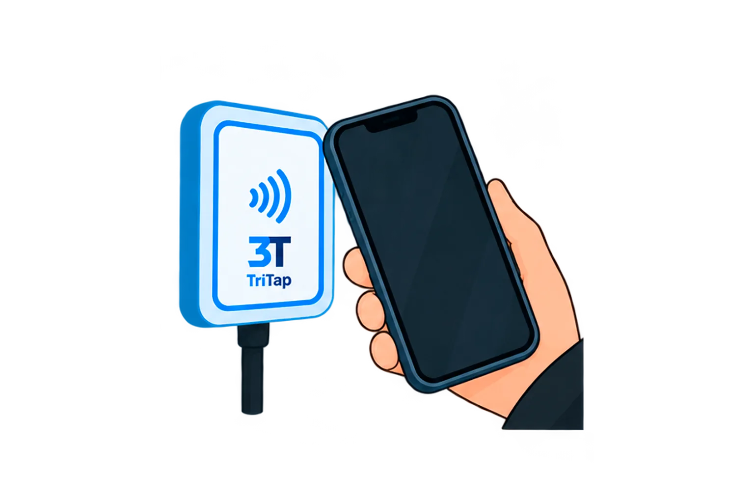 Celular se aproximando de uma placa inteligente Tritap